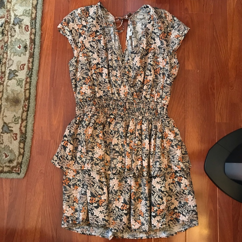 Floral smocked waist mini dress